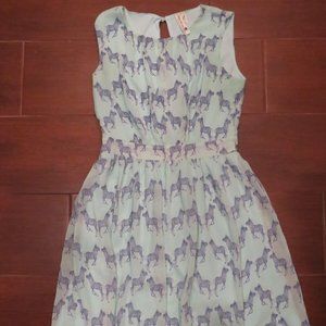 Pink Owl Zebra Dress - Small - VGUC - Novelty Print- Open Back